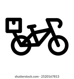 Bicycle courier icon in line style with editable strokes. Eco-friendly delivery icon with editable strokes