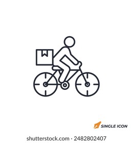 Ilustración vectorial de iconos de mensajero de bicicleta. Símbolo de mensajero de la bicicleta aislado sobre fondo blanco.