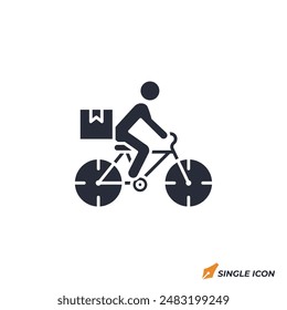 Ilustración vectorial de iconos de mensajero de bicicleta. Símbolo de mensajero de la bicicleta aislado sobre fondo blanco.