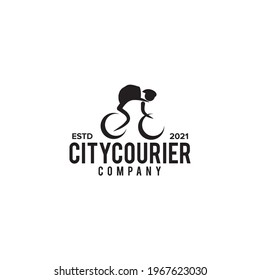 Bicycle courier logo design vector template