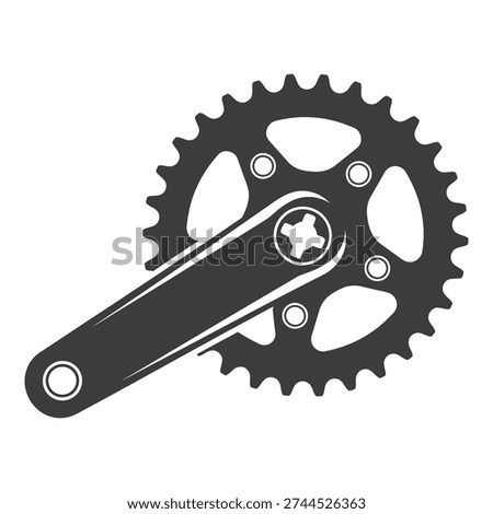 Bicycle crank arm and chainring gear mechanism component closeup icon