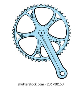 Bicycle crank. Hand drawn.