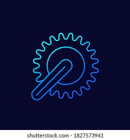 Bicycle crank line vector icon