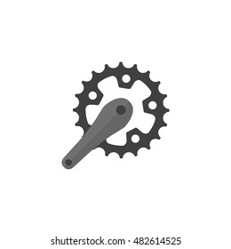 Bicycle crank set icon in flat color style. Bicycle cycling road race sport rotor pedal