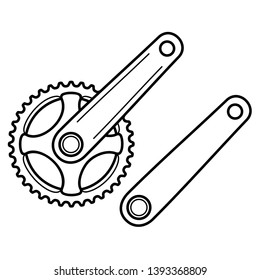 Bicycle crank set. Vector outline icon isolated on white background.