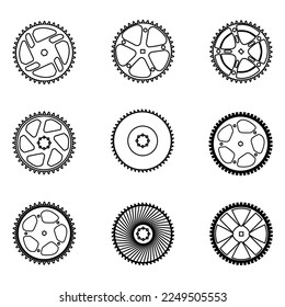 Bicycle crank type set, vector line on white background