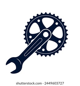 Bicycle crank vector icon. Crank arms like a wrench. Symbol bike service. Isolated on a white background