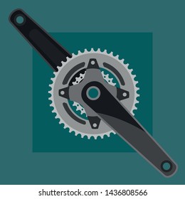 bicycle Crankset on the green background / transmission