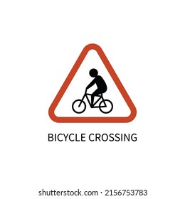  bicycle crossing road sign vector icon illustration sign