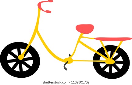 Bicycle cute Simple cartoon illustrations for children's school books. Vector symbol vector Outlined illustration with thin line black stroke