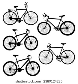 Bicycle or Cycle Black Vector Silhouettes