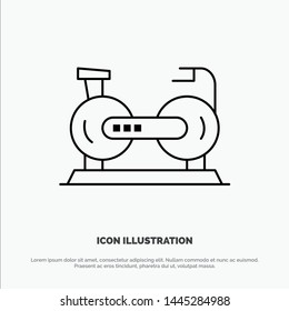 Bicycle, Cycle, Exercise, Bike, Fitness Vector Line Icon