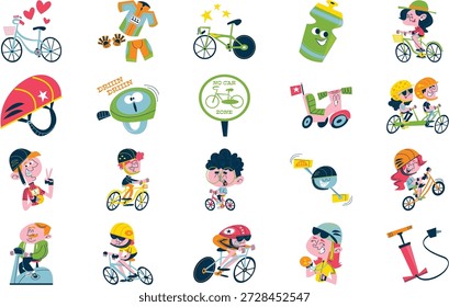 Bicycle And Cycling Illustrations Vector Illustration. Illustration symbol design template for web mobile UI element.