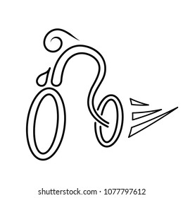 Bicycle with cyclist simple sketch icon. Vector