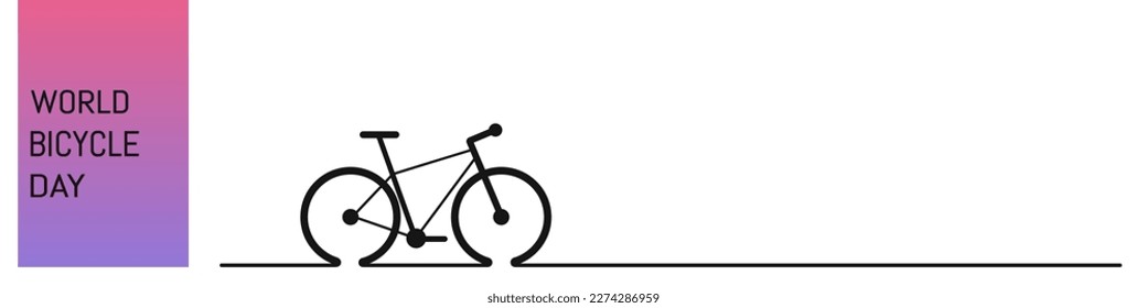 Bicycle day banner template design. Mountain bike icon and road, sport invitation flyer, ticket