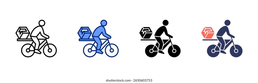 Colección de estilo múltiple de la hoja del icono de la entrega de la bicicleta