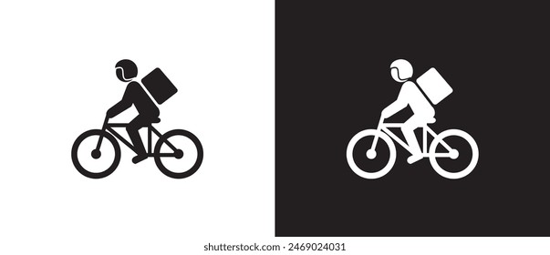 Bicycle delivery icon, vector icon related to cargo delivery expedition, E-commerce business concept. Delivery vector illustration on black and white background. Modern delivery icon. Eps10
