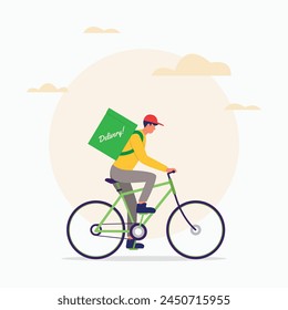Bicycle delivery with man flat illustration