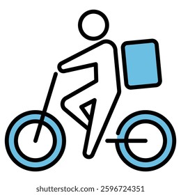 Bicycle delivery man icon, simple vector illustration