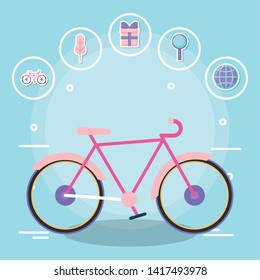 bicycle with delivery service icons