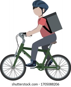 A bicycle and a delivery staff.