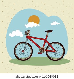 bicycle design over landscape background vector illustration  