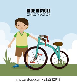 Bicycle design over landscape background, vector illustration