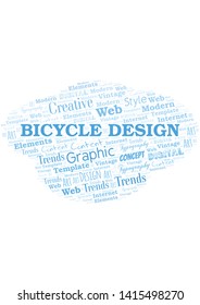 Bicycle Design word cloud. Wordcloud made with text only.