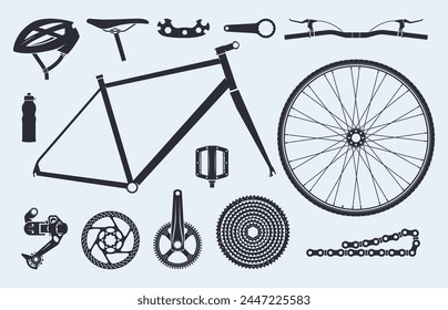 Detalles de la bicicleta. Iconos para la tienda de bicicletas. Ilustración vectorial