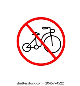 Bicycle Do Not Cross Allowed logo icon, vector illustration