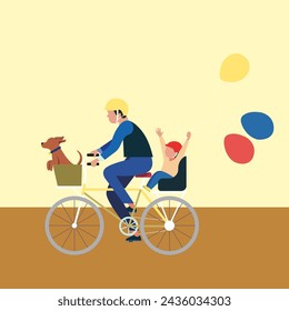 bicicleta con perro y niño 