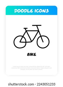Bicycle doodle icon. Eco-friendly transport. Vector illustration.