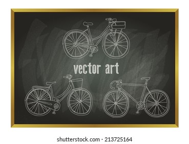bicycle doodle on blackboard