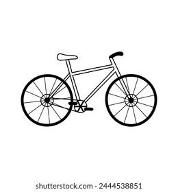 Bicycle doodle vector illustration. Cute hand drawn element of bike silhouette isolated on white background. 