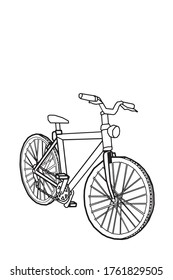 Bicycle drawing drawn by a black line.