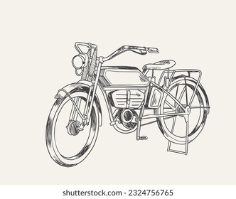 bicicleta de dibujo de tinta. Ilustración dibujada a mano por vectores de la bicicleta de la ciudad en un estilo dibujado a mano con tinta. cartel de bicicleta