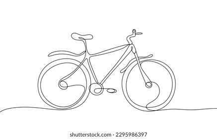 Bicycle drawn in one line. Sport bike. Mountain bike. One line drawing for different uses. Vector illustration.