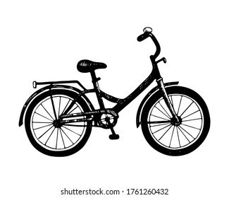 Bicycle drawn in the style of doodles. Sports transport. Vector illustration isolated on a white background.