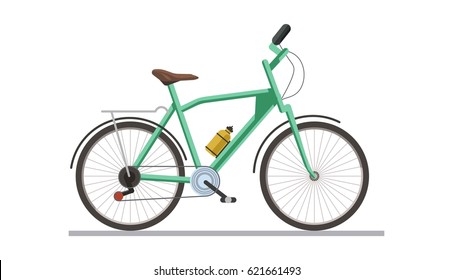 Bicycle with drinking flask isolated on white vector illustration.