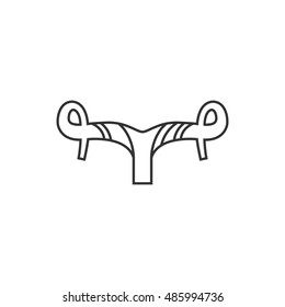 Bicycle drop bar icon in thin outline style. Transportation sport spare part cycling repair maintenance