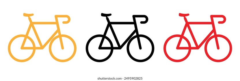  Bicycle with drop bars fast frame wheels pedals and seat simple line silhouette image. Biking flat sign logo. design eps 10