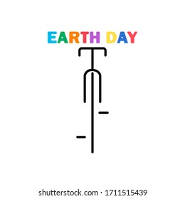 vectorial del día de la tierra en bicicleta sobre fondo aislado