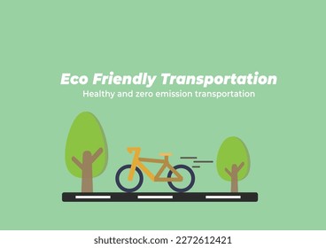 Bicycle, eco friendly transportation. Flat style vector illustration. Environmentally Friendly poster.