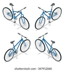 Bicycle eco transport isolated on a white background. Flat 3d isometric vector illustration. For infographics and design games. 