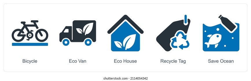 Concepto De Icono De Bicicleta Y Eco Van