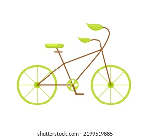 Bicycle eco-friendly clean transport health sport green flat. Logo icon healthy lifestyle no exhaust clean energy human maintenance sports brand store sticker careful preservation natural resources