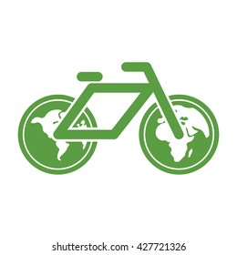 bicycle, ecology green icons set on white background