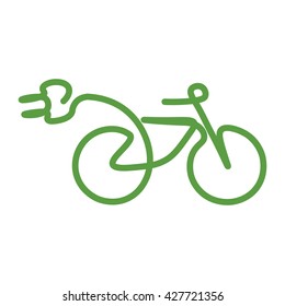 bicycle, ecology green icons set on white background
