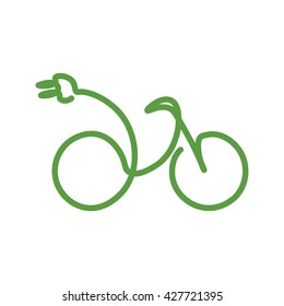 bicycle, ecology green icons set on white background