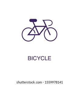 Bicycle element in flat simple style on white background. Bicycle icon, with text name concept template
